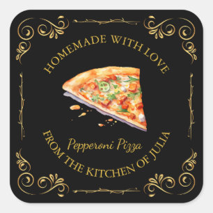 Vintage Homemade Pizza Square Label
