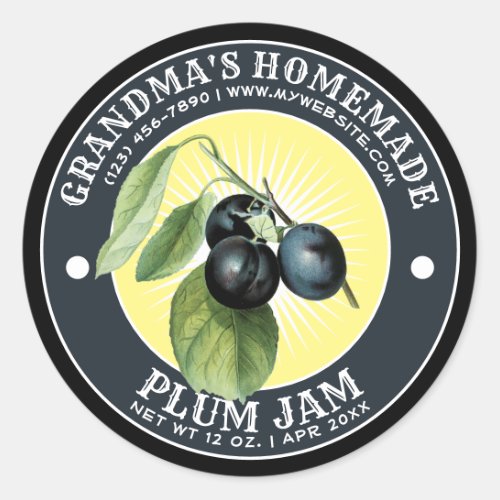 Vintage Homemade Plum Jam Label Template