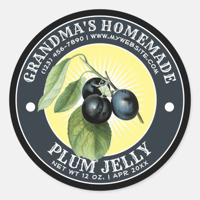 Vintage Homemade Plum Jelly Label Template (Front)
