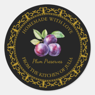 Vintage Homemade Plum Preserves Label l Black