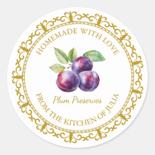 Vintage Homemade Plum Preserves Label l White