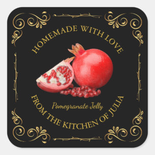 Vintage Homemade Pomegranate Jelly Square Label