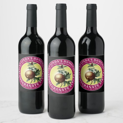 Vintage Homemade Pomegranate Syrup Template Wine Label