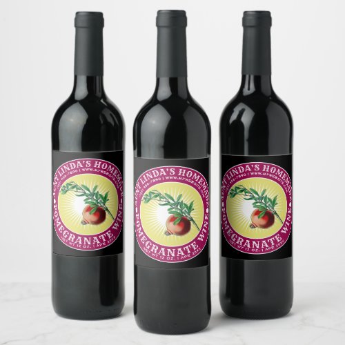 Vintage Homemade Pomegranate Wine Template Wine Label