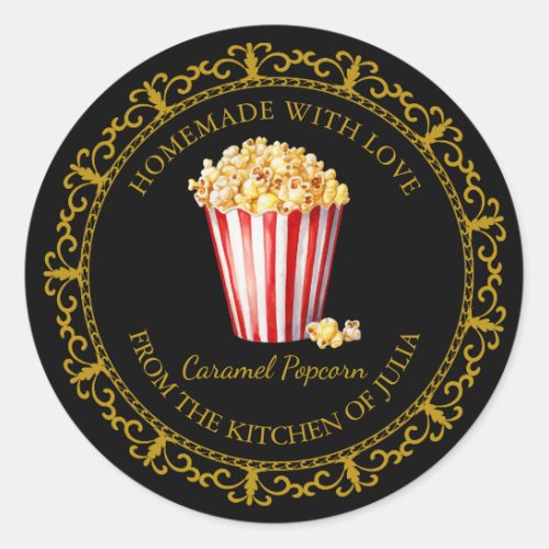 Vintage Homemade Popcorn Label l Black