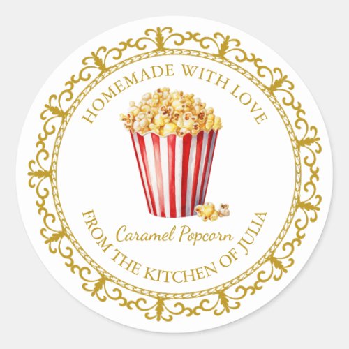 Vintage Homemade Popcorn Label l White