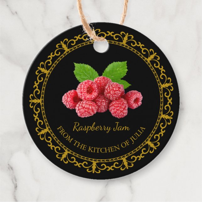 Vintage Homemade Raspberry Jam Hang Tag l Black (Front)