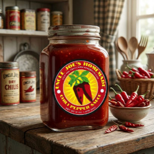 Vintage Homemade Red Chili Pepper Sauce Classic Round Sticker