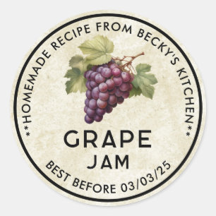 Vintage homemade Red Grapes jam canning label