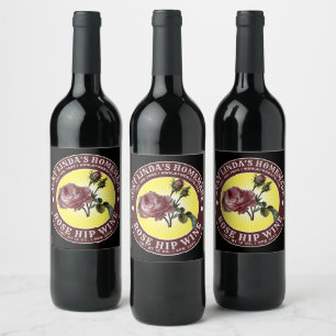 Vintage Homemade Rosehip Wine Template Label