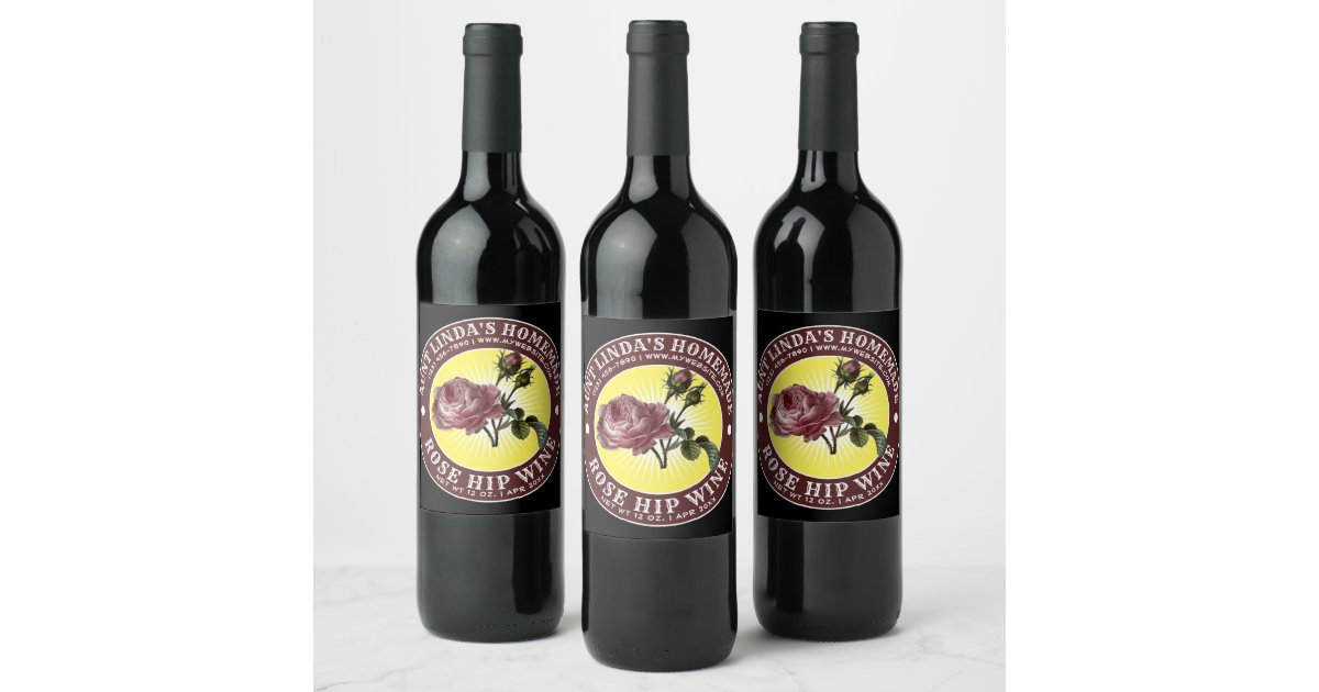 Vintage Homemade Rosehip Wine Template Wine Label | Zazzle