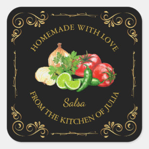Vintage Homemade Salsa Square Label