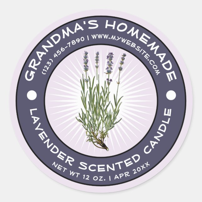 Vintage Homemade Scented Candle Label Template (Front)