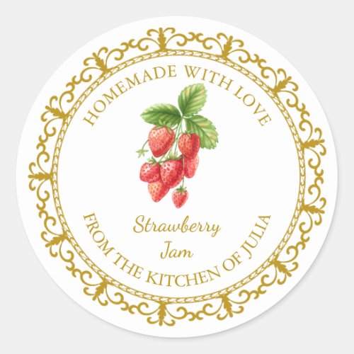 Vintage Homemade Strawberry Jam Label l White