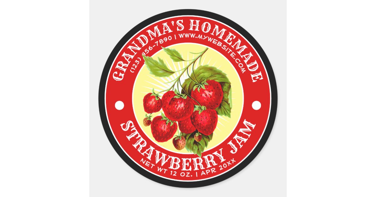 vintage homemade strawberry jam label template zazzlecom