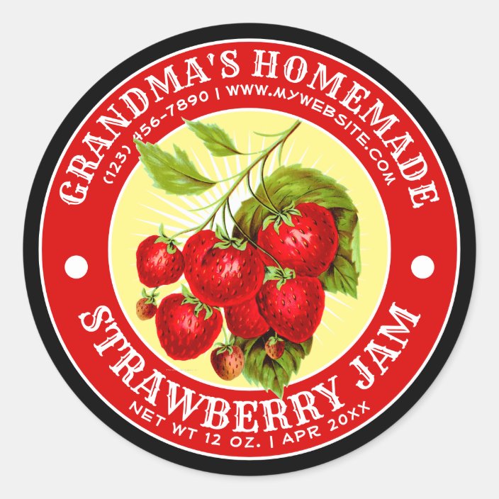 Vintage Homemade Strawberry Jam Label Template | Zazzle.com