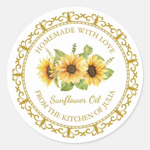 Vintage Homemade Sunflower Oil Label l White