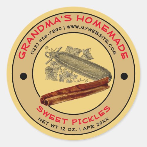 Vintage Homemade Sweet Pickles Label Template