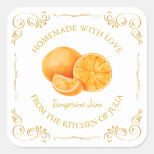 Vintage Homemade Tangerine Jam Square Label