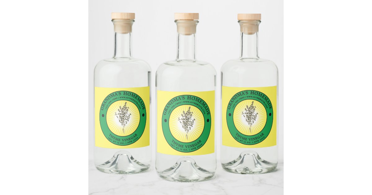 Vintage Homemade Thyme Vinegar Label Template | Zazzle