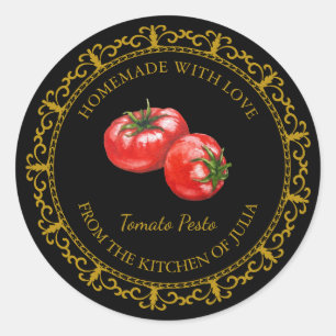 Vintage Homemade Tomato Pesto Label l Black