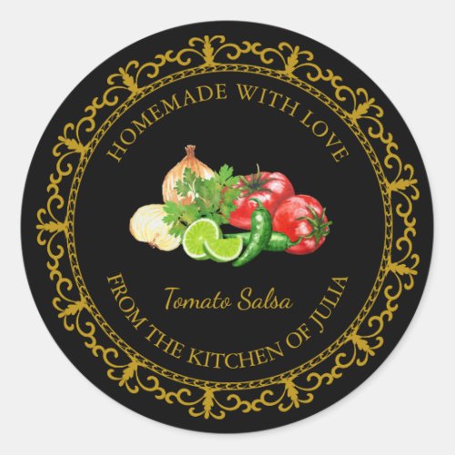 Vintage Homemade Tomato Salsa Label l Black