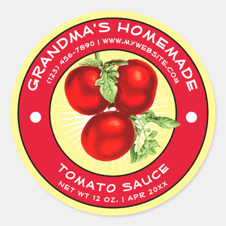 Vintage Homemade Tomato Sauce Label Template | Zazzle