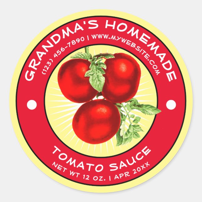 Vintage Homemade Tomato Sauce Label Template (Front)
