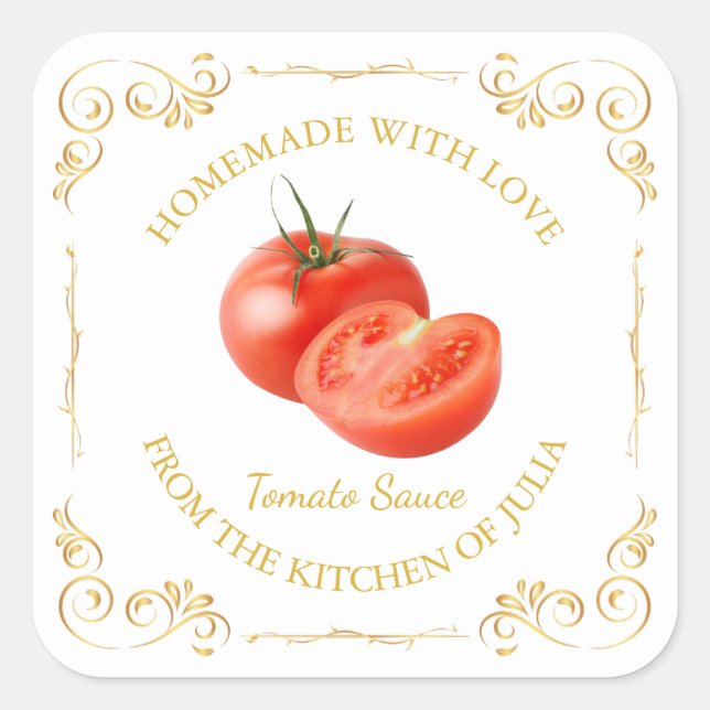 Vintage Homemade Tomato Sauce Square Label (Front)