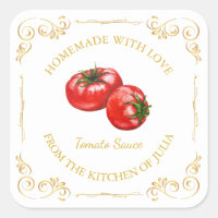 Vintage Homemade Tomato Sauce Square Label