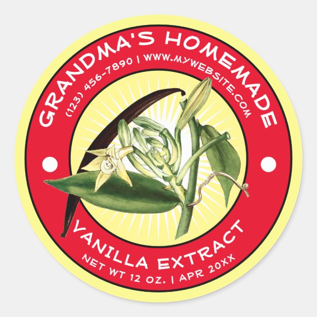 Vintage Homemade Vanilla Extract Label Template (Front)