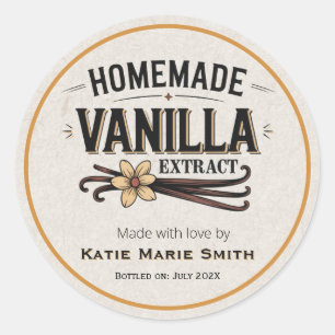 Vintage Homemade Vanilla Extract Mustard Classic Round Sticker