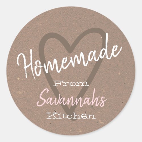 Vintage Homemade with Love Kitchen Lilac Paper  Classic Round Sticker