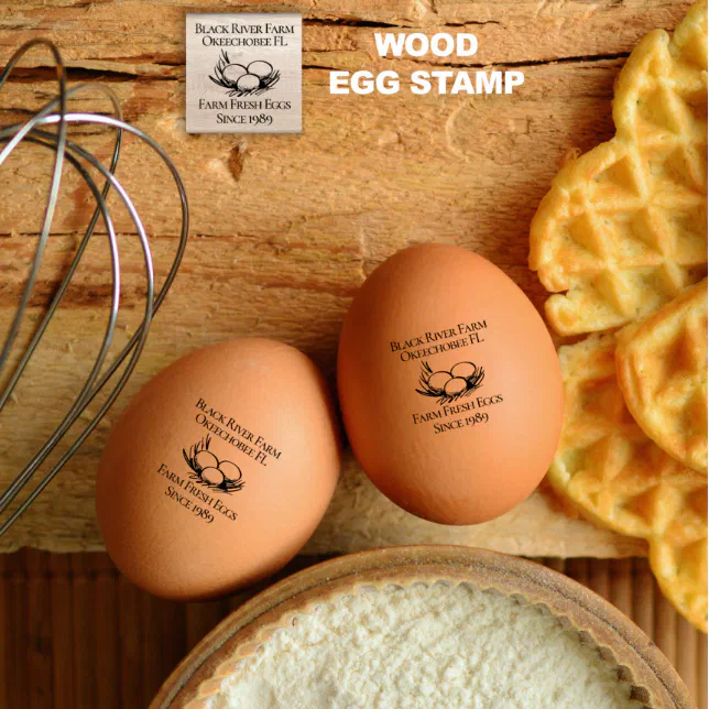 Vintage Homesteading Farm Egg Rubber Stamp