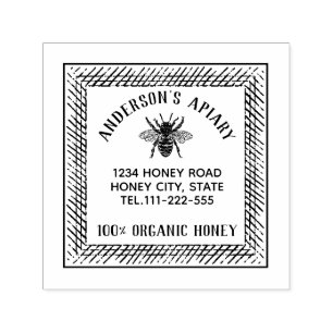 Vintage honey bee apiary honey jar labeling self-inking stamp