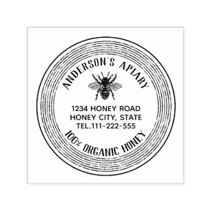 Vintage honey bee apiary honey jar labeling self-inking stamp
