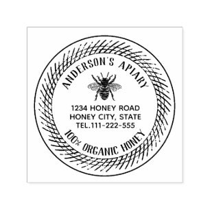 Vintage honey bee apiary honey jar labeling self-inking stamp