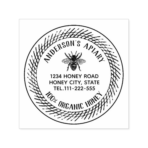 Vintage honey bee apiary honey jar labeling self_inking stamp
