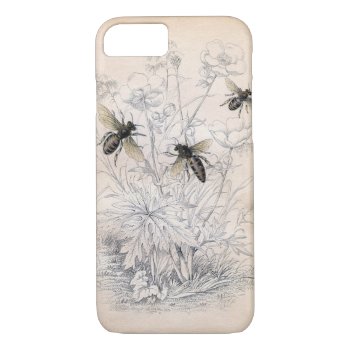 Vintage Honey Bee Art Iphone 8/7 Case by Kinder_Kleider at Zazzle