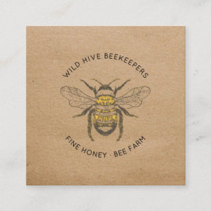 Vintage Honey Bee Beekeeper Small Business Craft Square Business Card