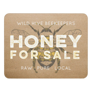 Vintage Honey Bee Beekeeper Small Business Door Sign