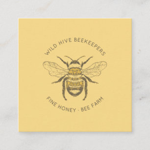 Vintage Honey Bee Beekeeper Small Business Square Business Card