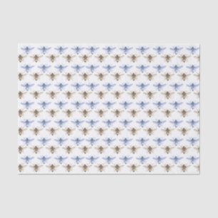Vintage Honey Bee Blue and Gold Patterned Tissue Paper