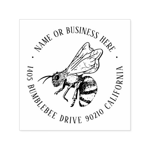 Vintage Honey Bee Business Name and Return Address Self_inking Stamp