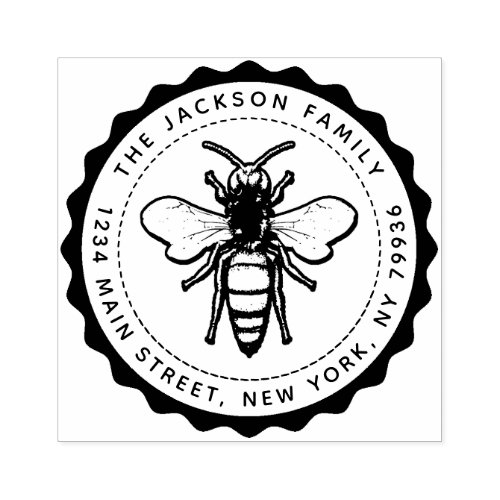 Vintage Honey Bee Create Your Own Family Name Rubber Stamp