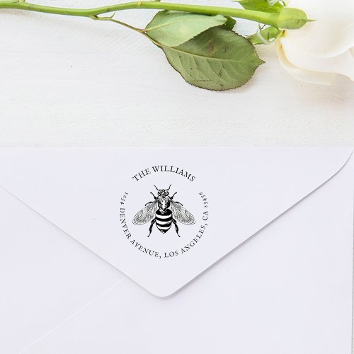 Vintage Honey Bee Family Name Return Address Rubber Stamp