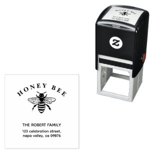 Vintage Honey Bee Family Name & Return Address Self-inking Stamp