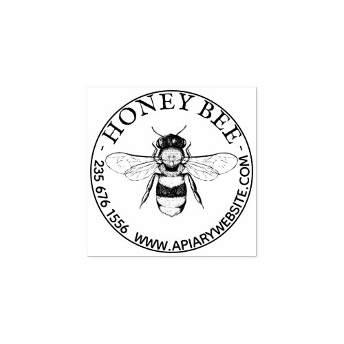 Vintage Honey Bee Family Name Rubber Stamp
