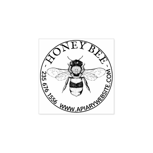 Vintage Honey Bee Family Name Rubber Stamp