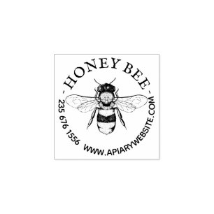 Vintage Honey Bee Farm Rubber Stamp